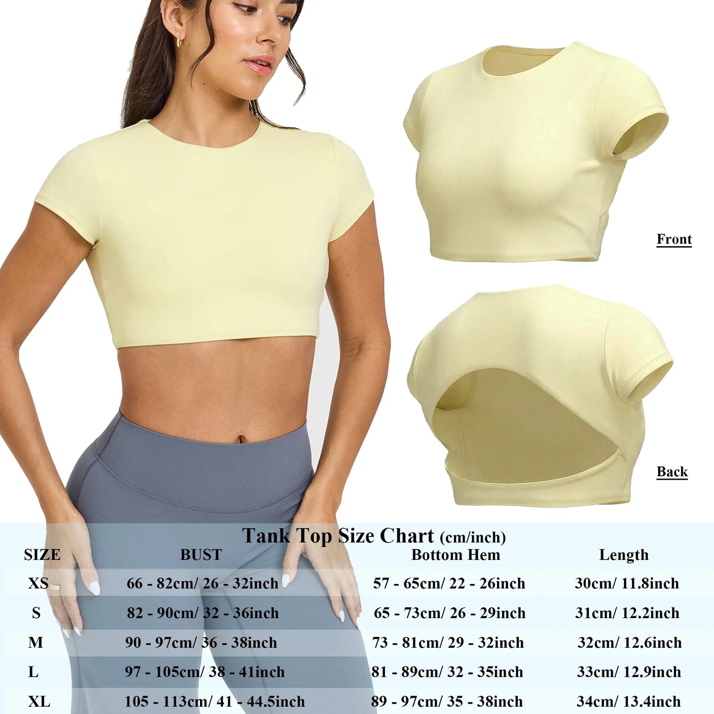 RICH BRIA SOFTMOTION Strappy Tank Top Workout Tops Yoga Sports Vest, Short Sleeve Crop Top Women Fitness Activewear Gym Fashion Outdoor Gymwear Comfort Wide Leg Yoga Pants Matching Top
