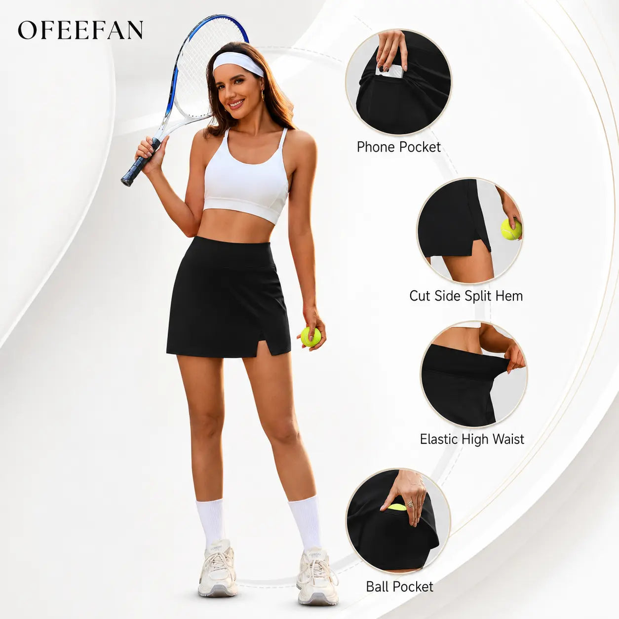 OFEEFAN Womens Skort with Pockets Summer Fashion Tennis Skirt Mini Golf Clothes Athletic Outfits High Waisted Workout Skorts Casual