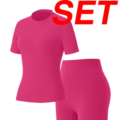 Uncia Active Women'S Tracksuit Set - No Seamless Shorts & Raglan Sleeves Tee with Flat Tummy Effect & Glute-Lifting Fit Training Clothes Workout Gym Clothing Tiktokshopspringglowup Sporty Style Outfits Yoga Gym Outfits Outdoorfun