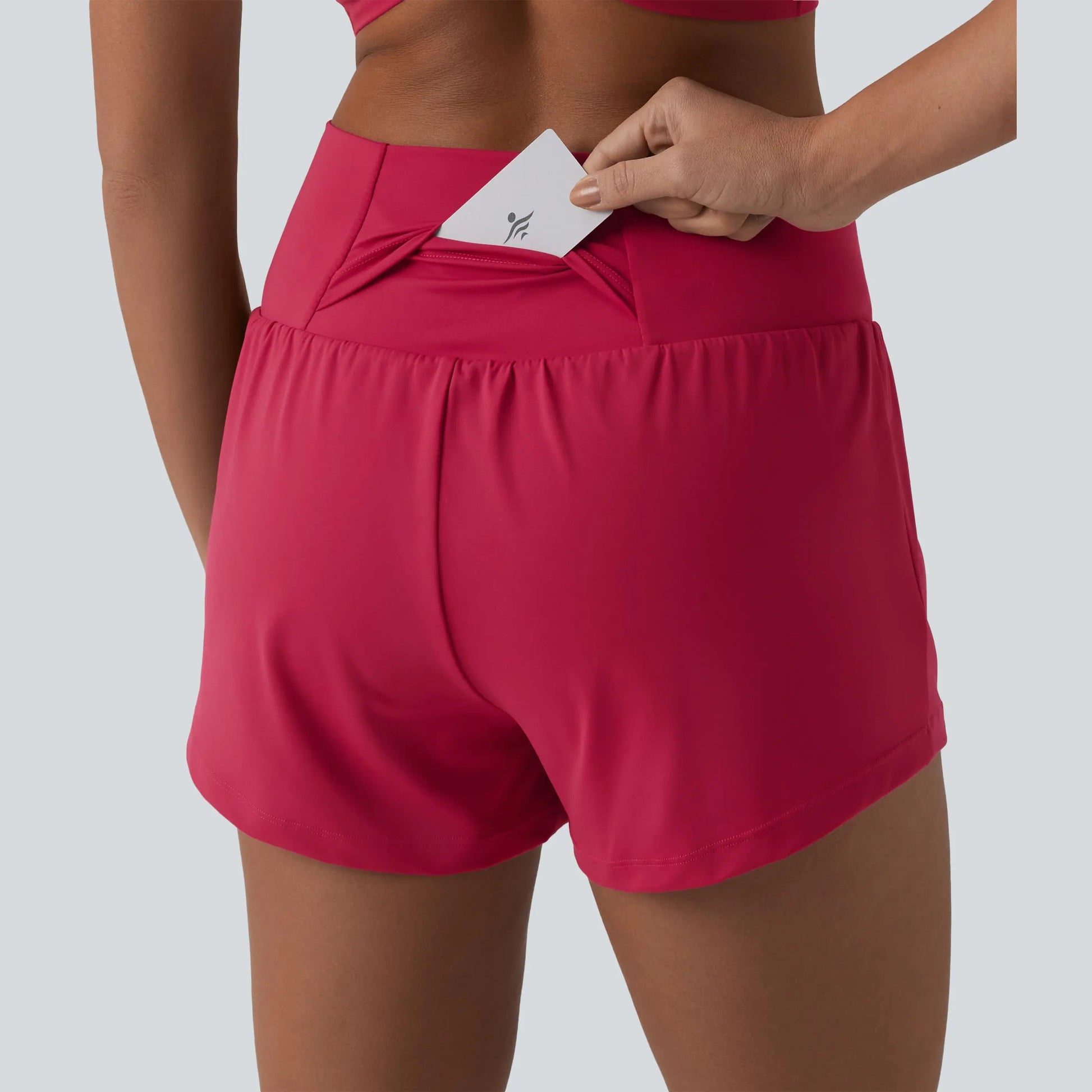 Halara 2-Piece Softlyzero Airy Crossover High Waisted 2-In-1 Cool Touch Yoga Shorts 3'' with Pockets Set