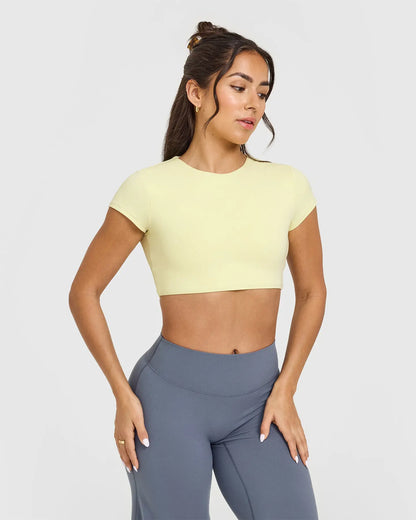 RICH BRIA SOFTMOTION Strappy Tank Top Workout Tops Yoga Sports Vest, Short Sleeve Crop Top Women Fitness Activewear Gym Fashion Outdoor Gymwear Comfort Wide Leg Yoga Pants Matching Top