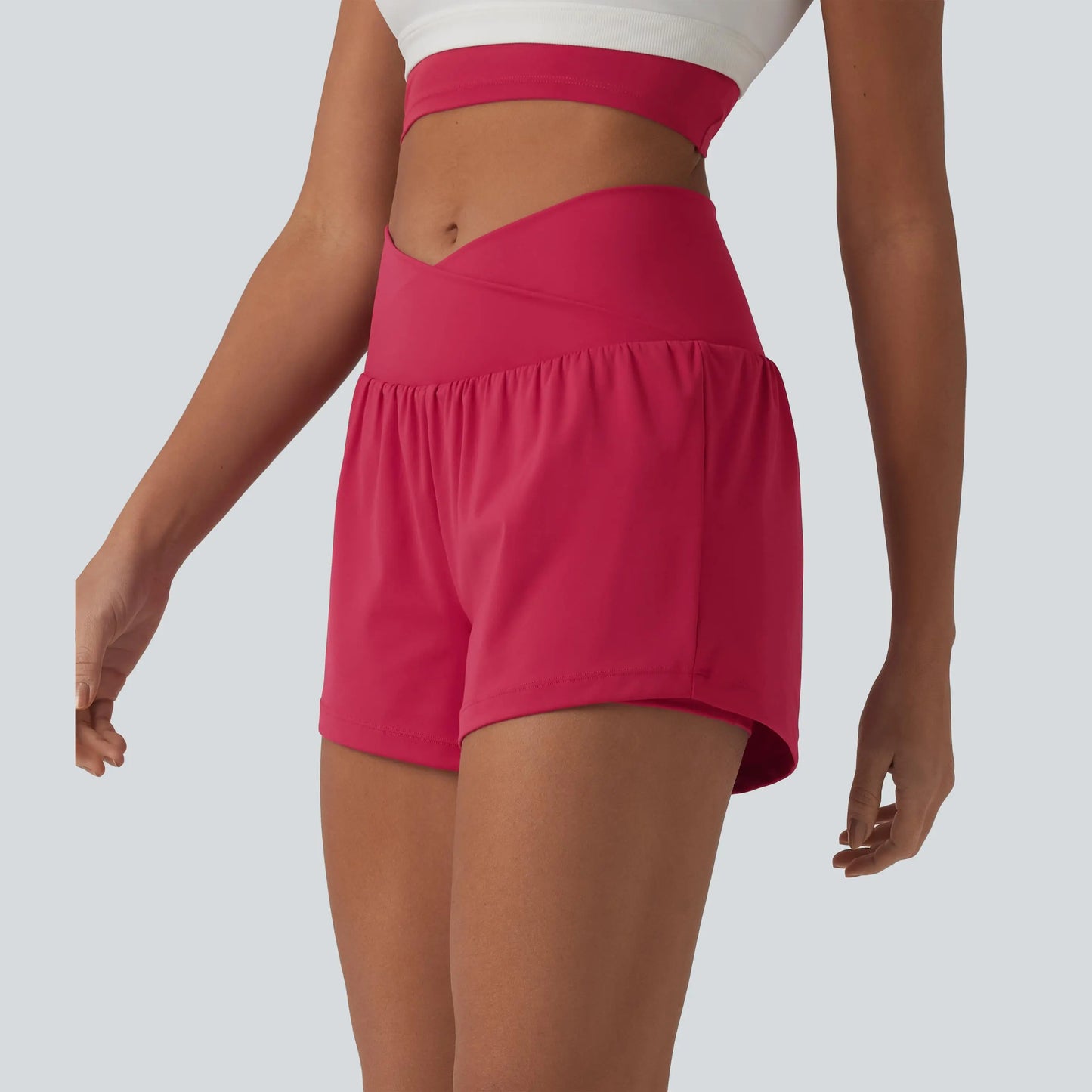 Halara 2-Piece Softlyzero Airy Crossover High Waisted 2-In-1 Cool Touch Yoga Shorts 3'' with Pockets Set