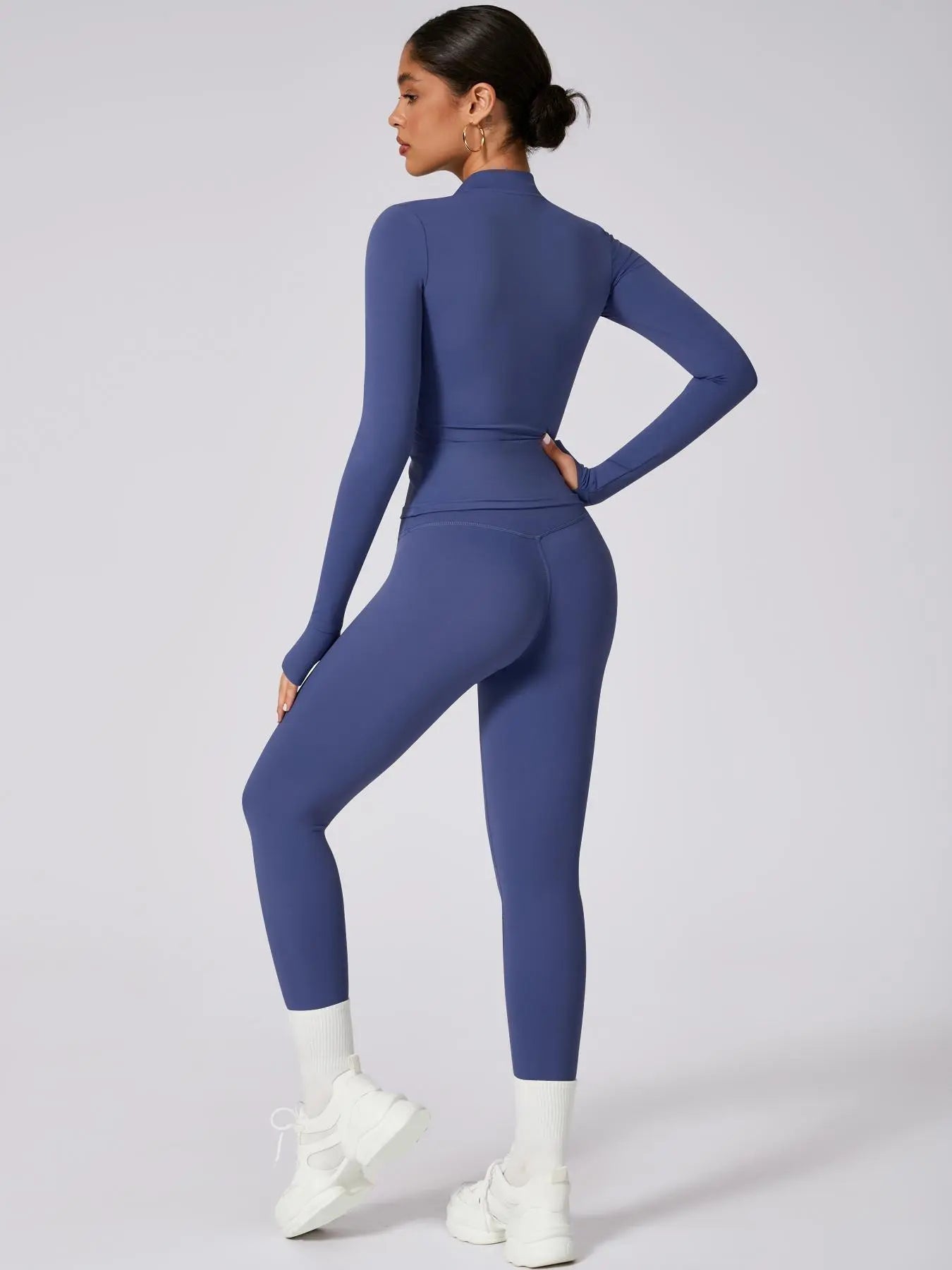 Women'S High Elastic Zipper Long Sleeve High Waist Trousers Yoga Wear, Yoga Clothes Set, Four Seasons Outdoor Running Gym Sports Training Sweat Suit