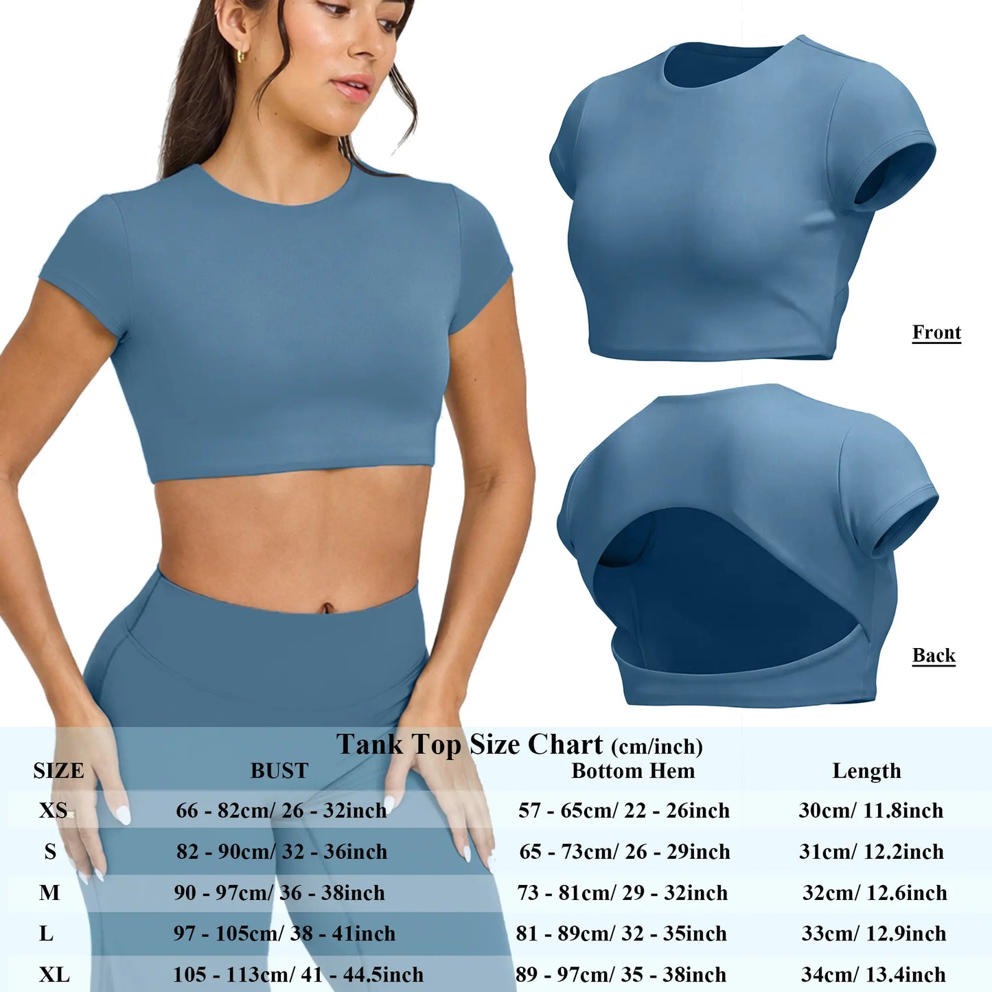 RICH BRIA SOFTMOTION Strappy Tank Top Workout Tops Yoga Sports Vest, Short Sleeve Crop Top Women Fitness Activewear Gym Fashion Outdoor Gymwear Comfort Wide Leg Yoga Pants Matching Top