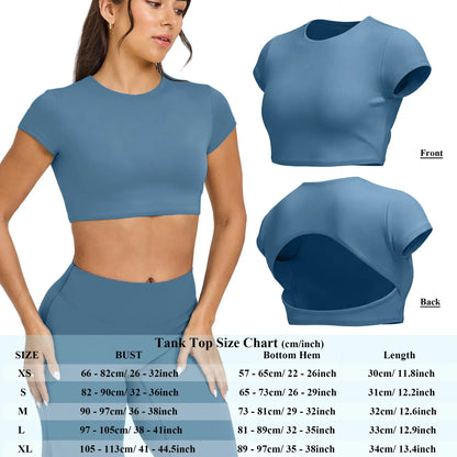 RICH BRIA SOFTMOTION Strappy Tank Top Workout Tops Yoga Sports Vest, Short Sleeve Crop Top Women Fitness Activewear Gym Fashion Outdoor Gymwear Comfort Wide Leg Yoga Pants Matching Top