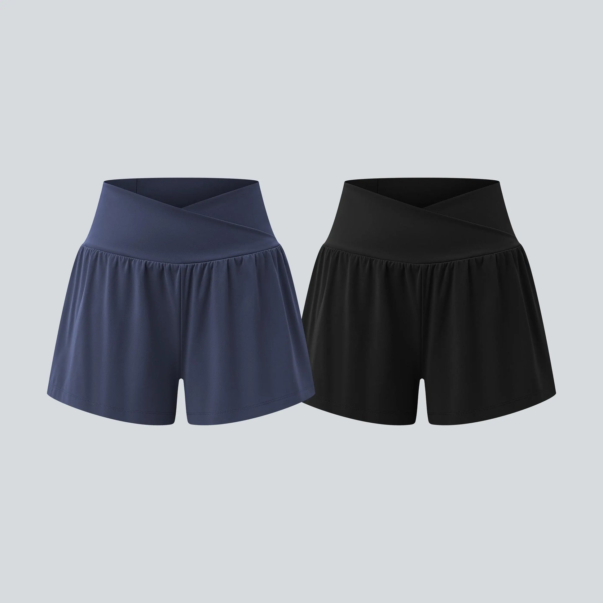 Halara 2-Piece Softlyzero Airy Crossover High Waisted 2-In-1 Cool Touch Yoga Shorts 3'' with Pockets Set