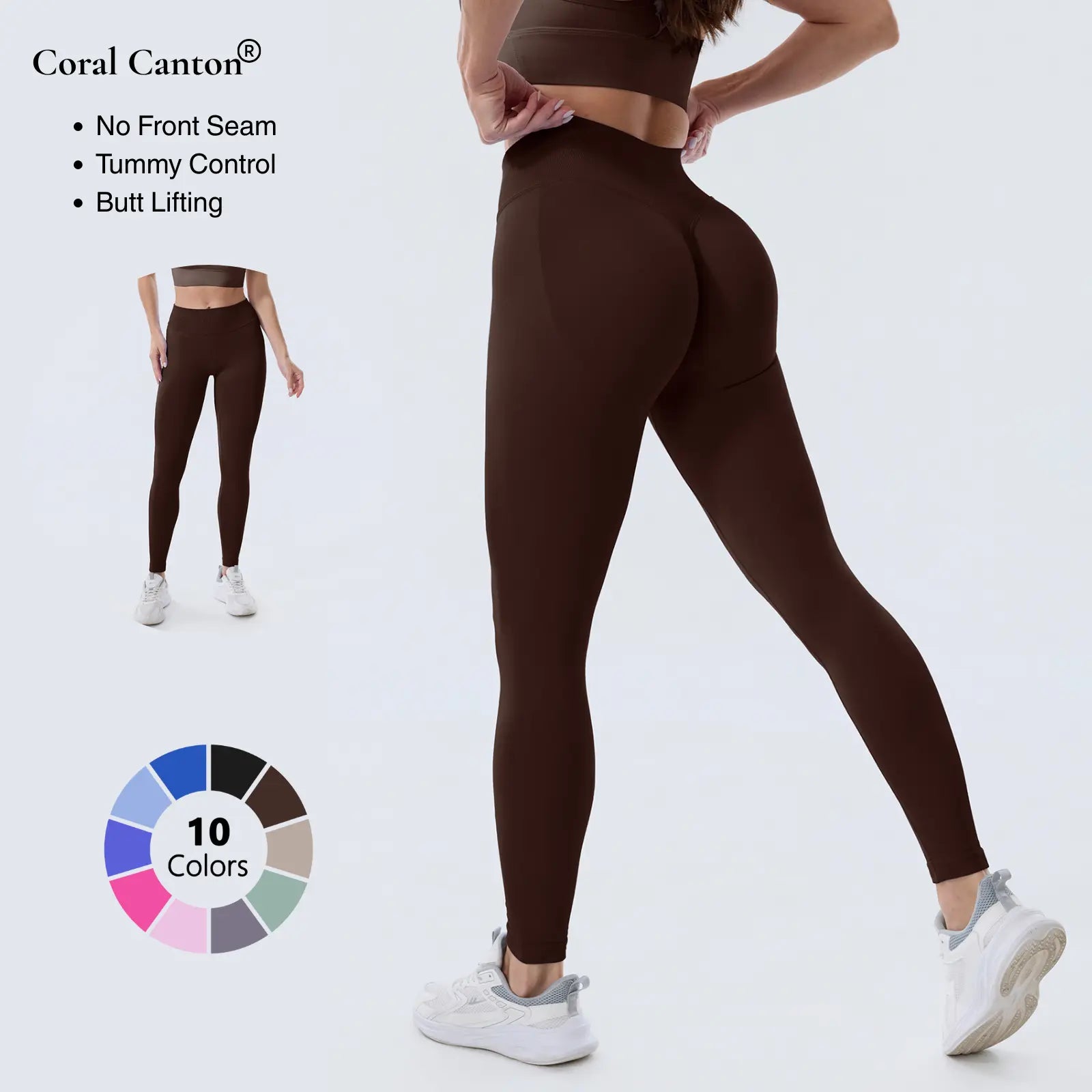 Coral Canton High Waisted Seamless Sports Leggings