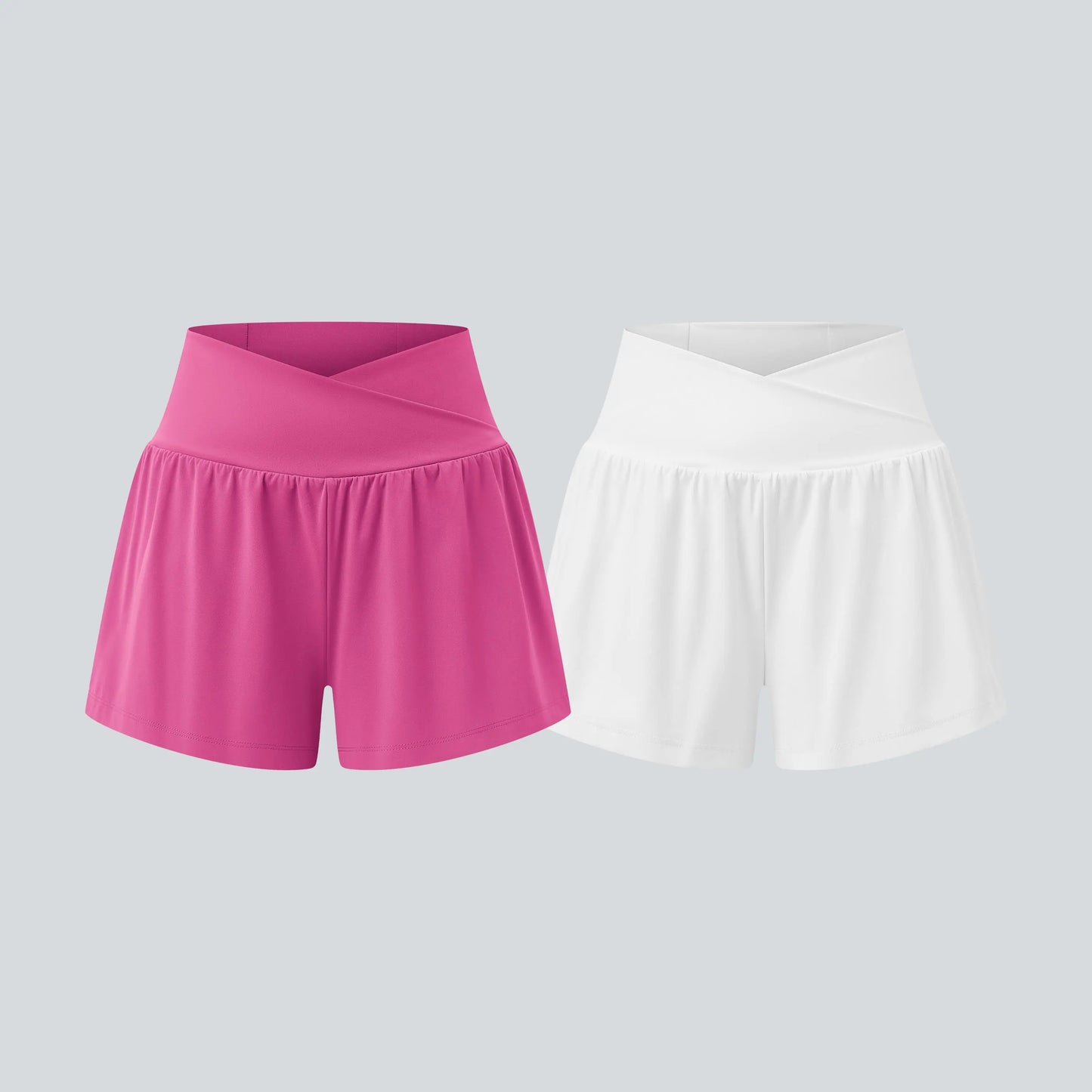 Halara 2-Piece Softlyzero Airy Crossover High Waisted 2-In-1 Cool Touch Yoga Shorts 3'' with Pockets Set
