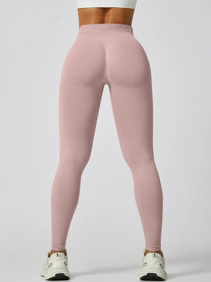 Women'S Seamless High-Waisted Sporty Leggings, Tight-Fitting Knit Fabric, Butt-Lifting Yoga Pants for All Seasons