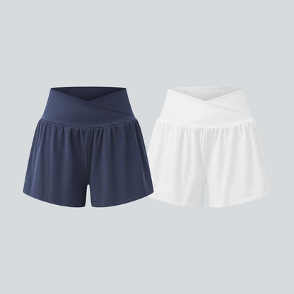 Halara 2-Piece Softlyzero Airy Crossover High Waisted 2-In-1 Cool Touch Yoga Shorts 3'' with Pockets Set