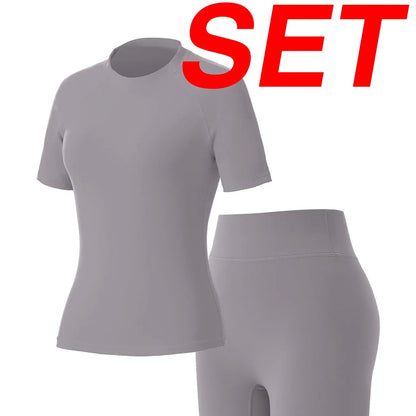 Uncia Active Women'S Tracksuit Set - No Seamless Shorts & Raglan Sleeves Tee with Flat Tummy Effect & Glute-Lifting Fit Training Clothes Workout Gym Clothing Tiktokshopspringglowup Sporty Style Outfits Yoga Gym Outfits Outdoorfun