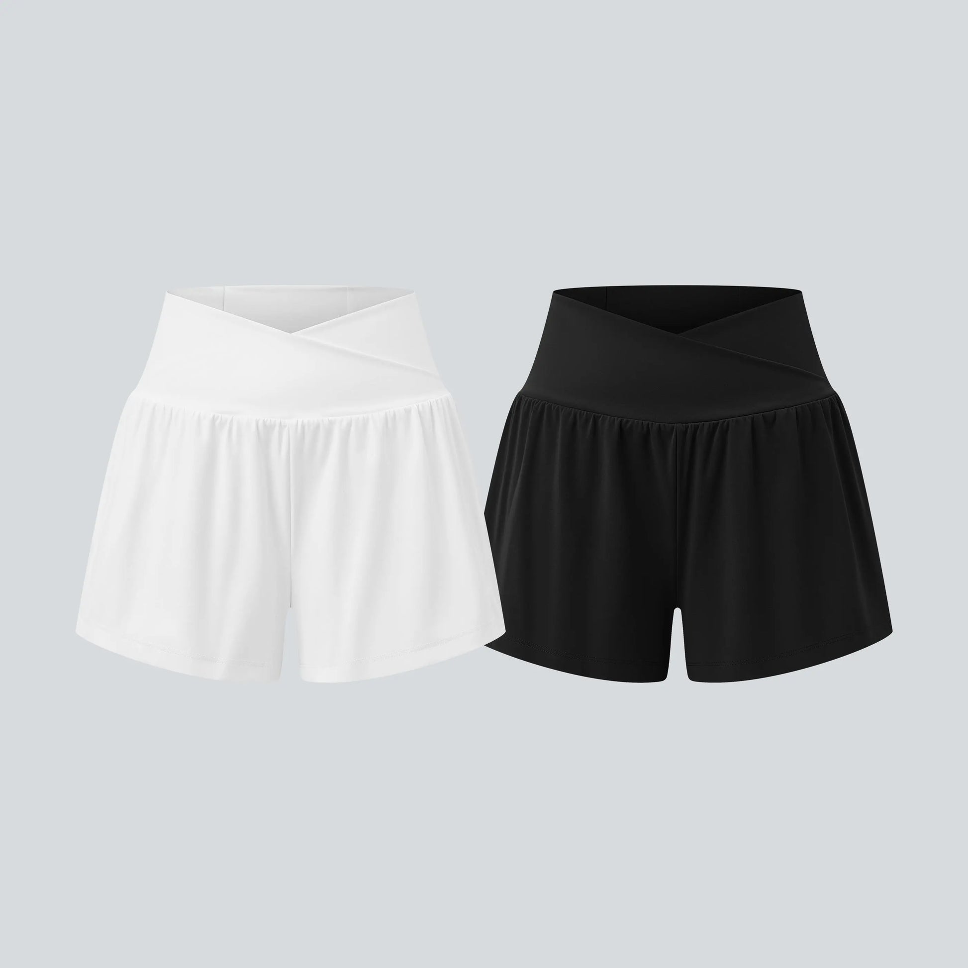 Halara 2-Piece Softlyzero Airy Crossover High Waisted 2-In-1 Cool Touch Yoga Shorts 3'' with Pockets Set