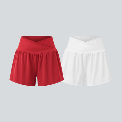 Halara 2-Piece Softlyzero Airy Crossover High Waisted 2-In-1 Cool Touch Yoga Shorts 3'' with Pockets Set