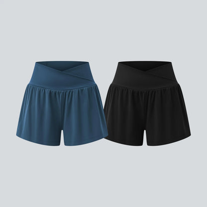 Halara 2-Piece Softlyzero Airy Crossover High Waisted 2-In-1 Cool Touch Yoga Shorts 3'' with Pockets Set