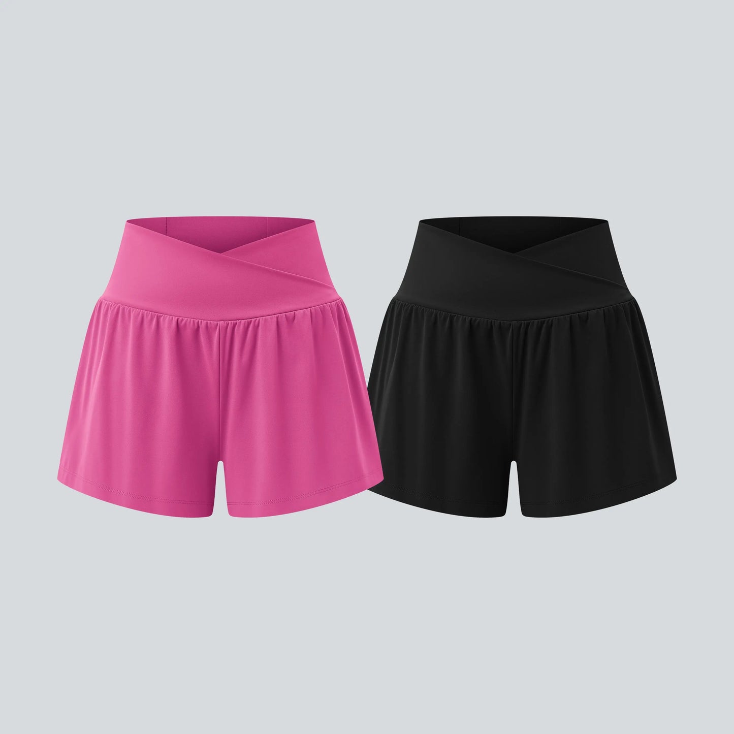 Halara 2-Piece Softlyzero Airy Crossover High Waisted 2-In-1 Cool Touch Yoga Shorts 3'' with Pockets Set