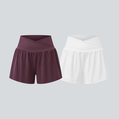 Halara 2-Piece Softlyzero Airy Crossover High Waisted 2-In-1 Cool Touch Yoga Shorts 3'' with Pockets Set