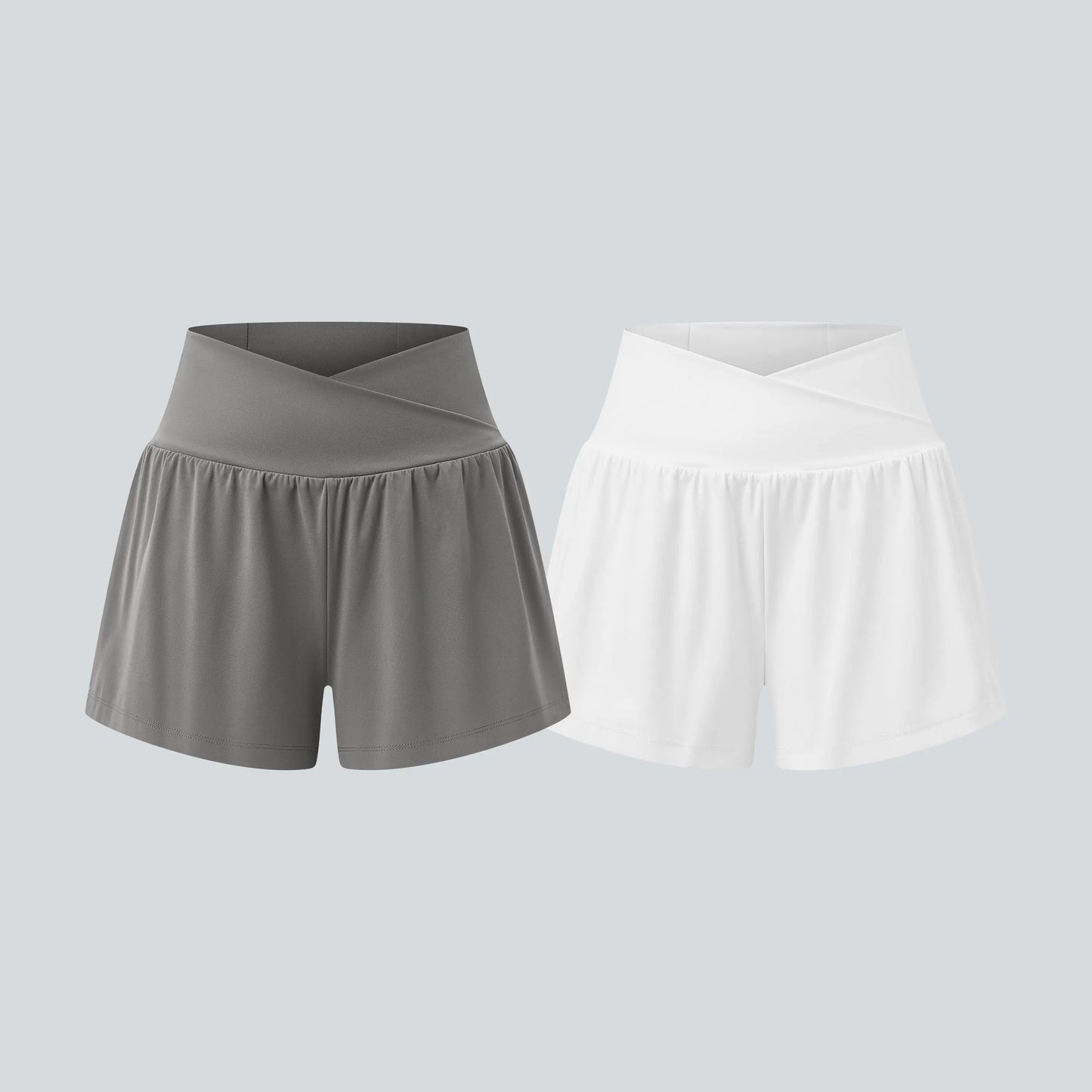 Halara 2-Piece Softlyzero Airy Crossover High Waisted 2-In-1 Cool Touch Yoga Shorts 3'' with Pockets Set