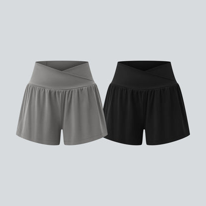 Halara 2-Piece Softlyzero Airy Crossover High Waisted 2-In-1 Cool Touch Yoga Shorts 3'' with Pockets Set