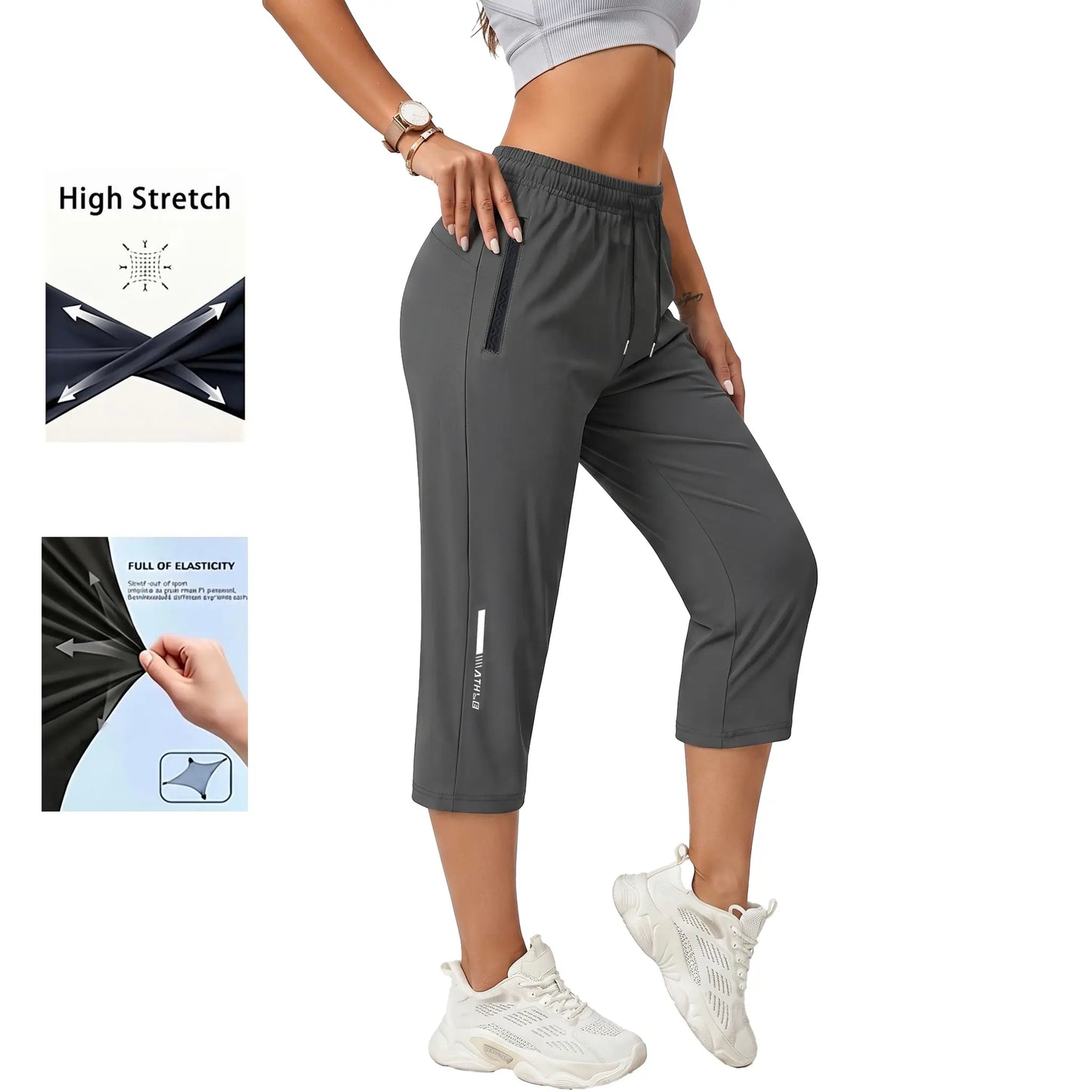 4-Pack Women’S Casual, Comfortable Loose Pants—Recommended for Summer Beach Trips and Vacations; Includes Pockets, Stretchy Fabric, and a Summery Vibe; Seven-Eighths Length for Women.
