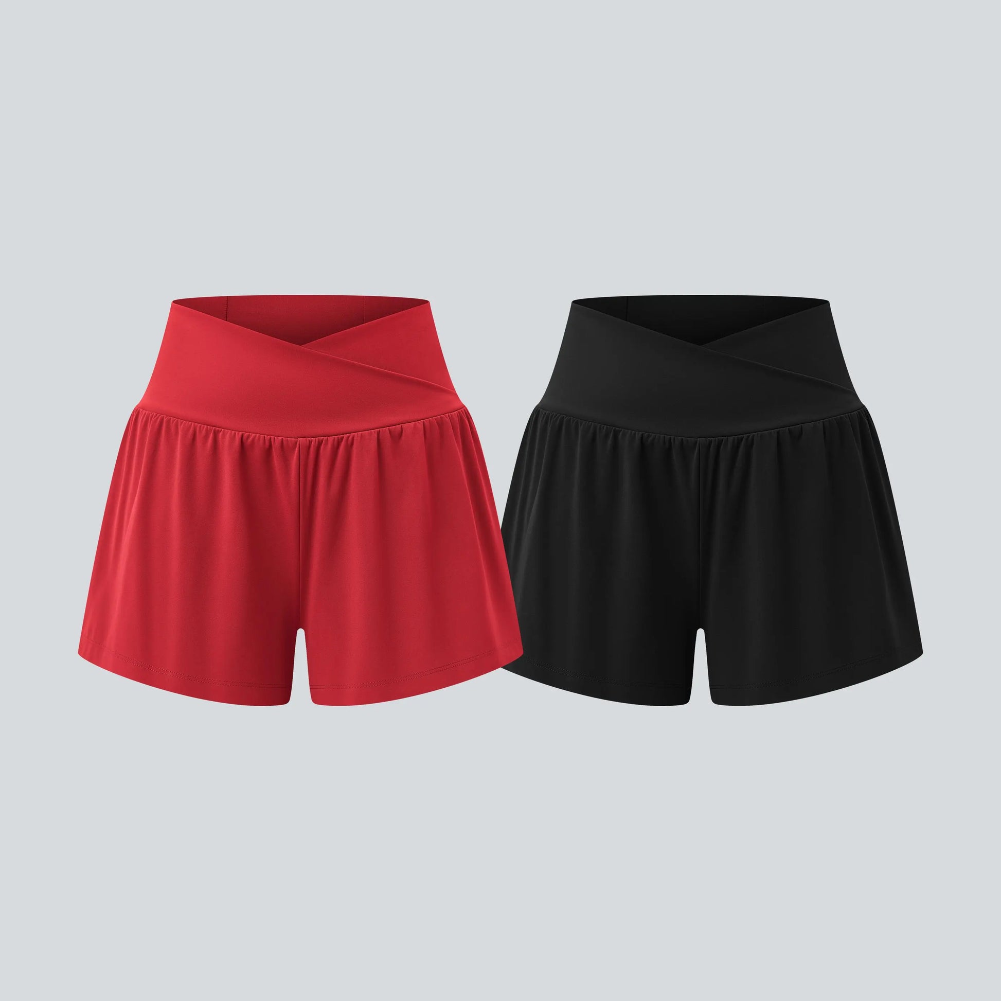 Halara 2-Piece Softlyzero Airy Crossover High Waisted 2-In-1 Cool Touch Yoga Shorts 3'' with Pockets Set