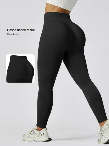Women'S Seamless High-Waisted Sporty Leggings, Tight-Fitting Knit Fabric, Butt-Lifting Yoga Pants for All Seasons