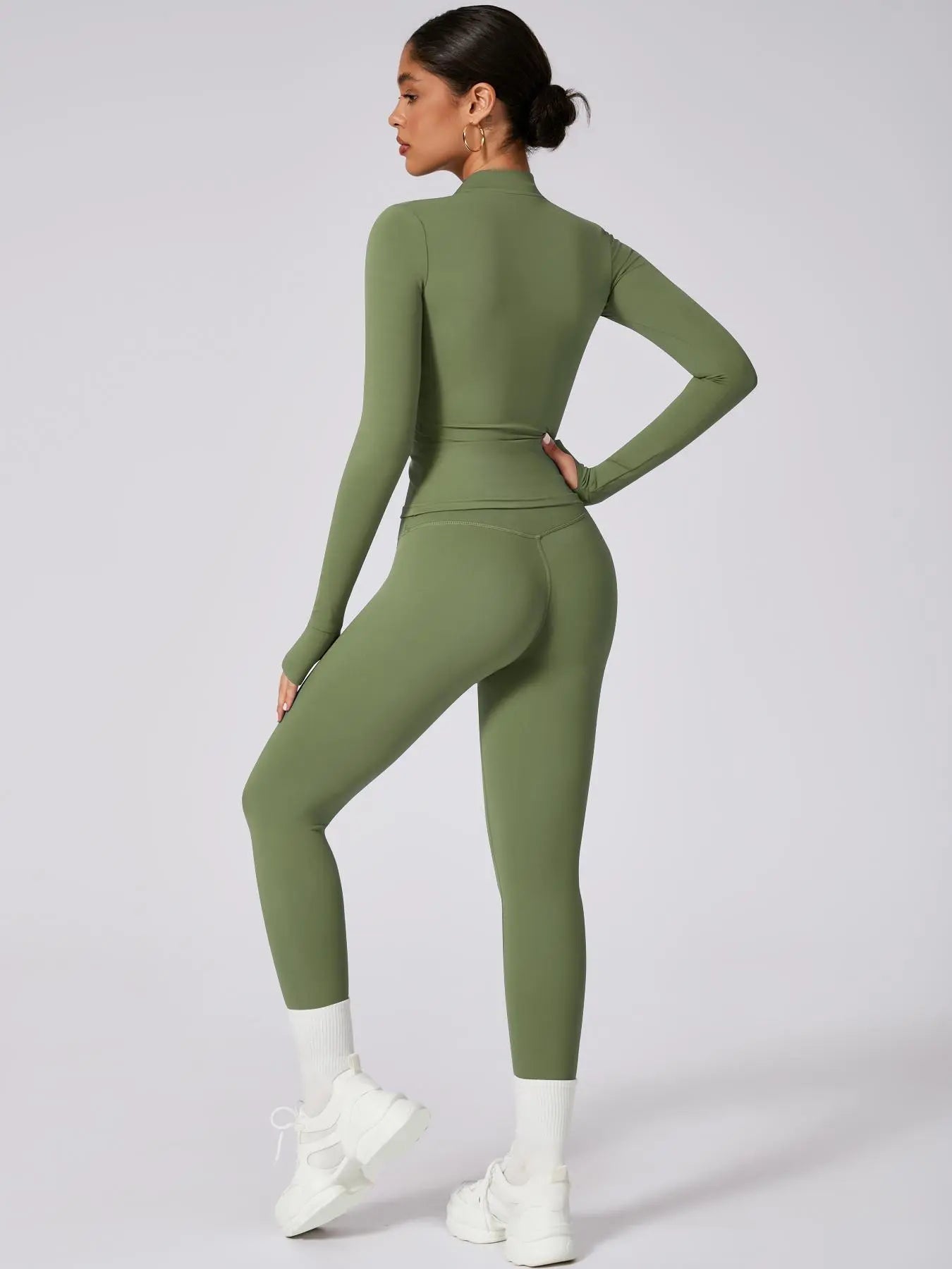 Women'S High Elastic Zipper Long Sleeve High Waist Trousers Yoga Wear, Yoga Clothes Set, Four Seasons Outdoor Running Gym Sports Training Sweat Suit