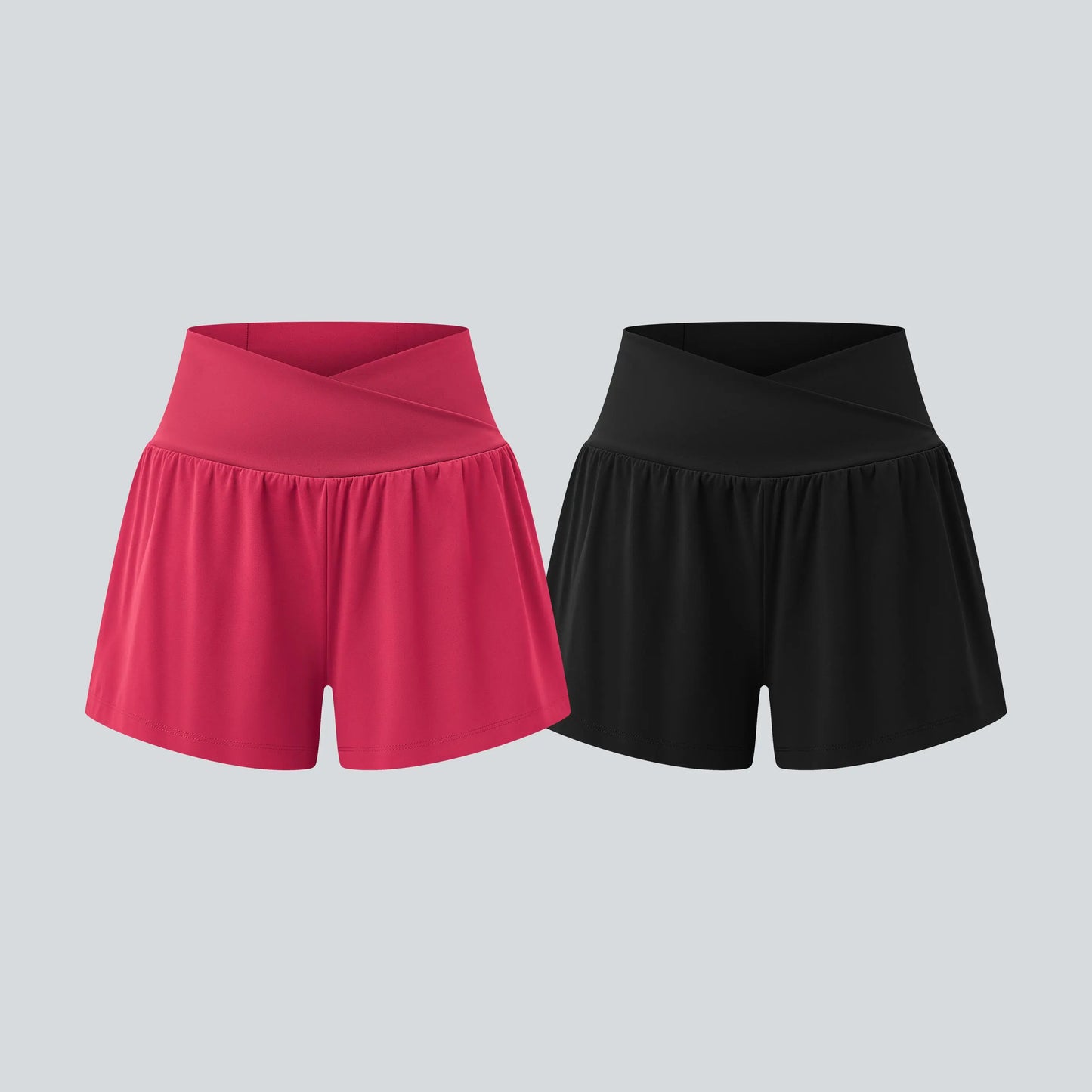 Halara 2-Piece Softlyzero Airy Crossover High Waisted 2-In-1 Cool Touch Yoga Shorts 3'' with Pockets Set