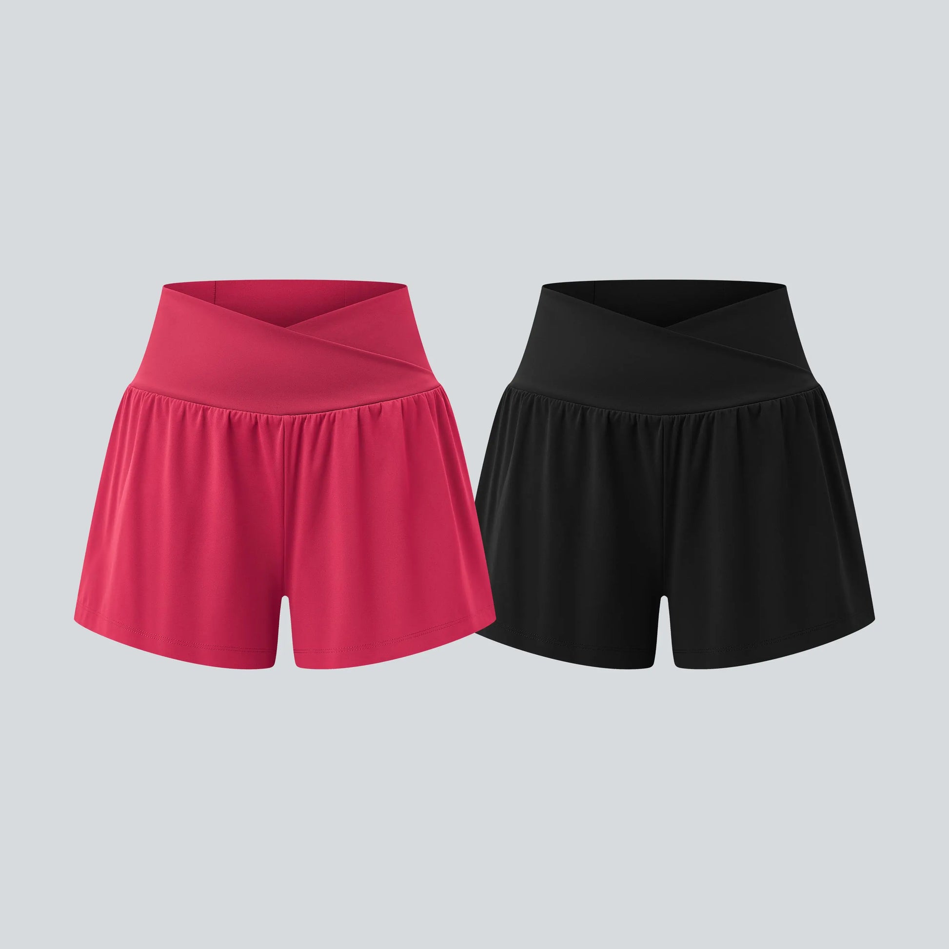 Halara 2-Piece Softlyzero Airy Crossover High Waisted 2-In-1 Cool Touch Yoga Shorts 3'' with Pockets Set