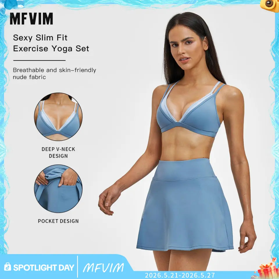 MFVIM Conjunto de 2 Piezas de Blusa Sin Mangas con Espalda Descubierta para Mujer