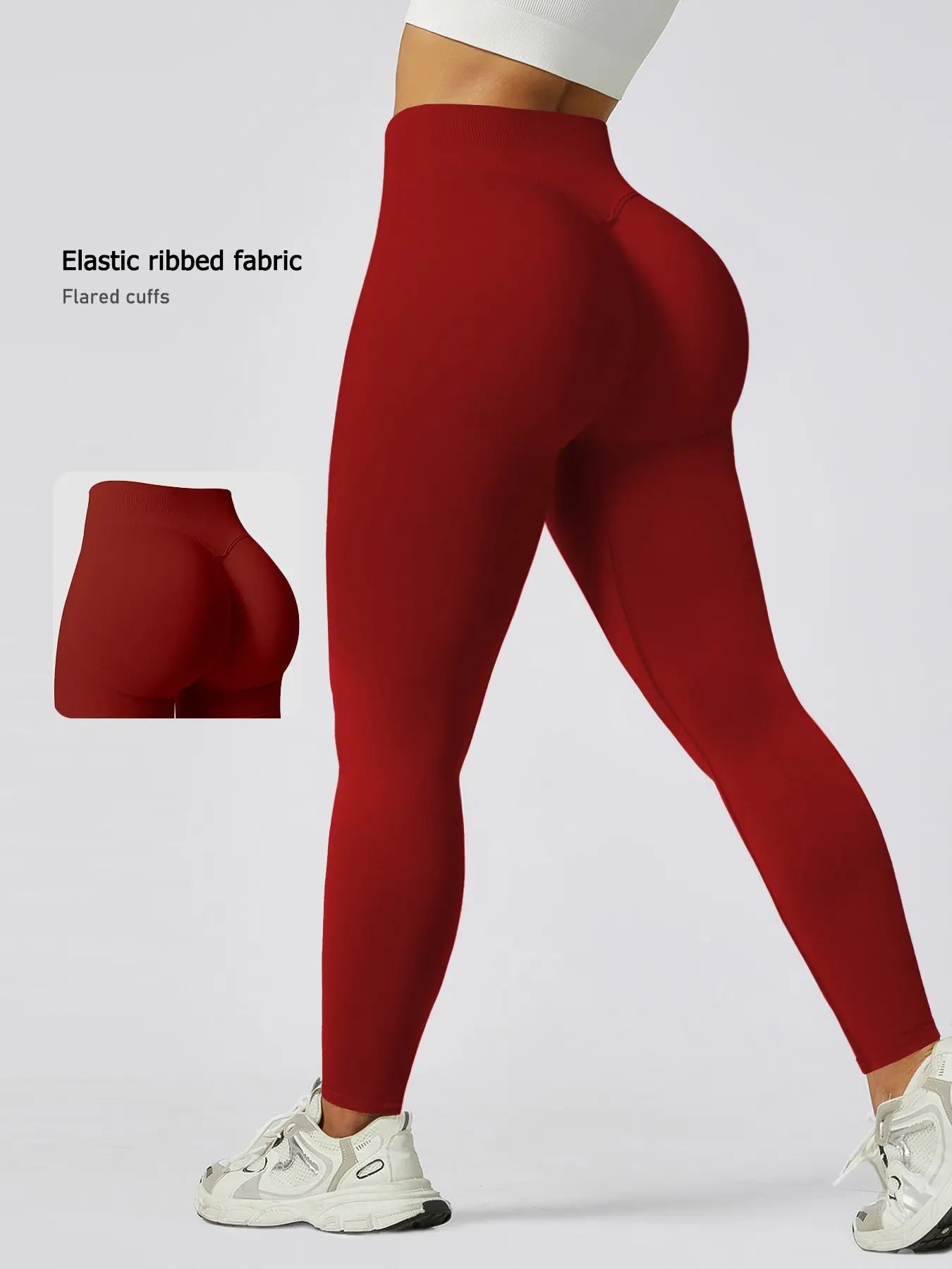 Women'S Seamless High-Waisted Sporty Leggings, Tight-Fitting Knit Fabric, Butt-Lifting Yoga Pants for All Seasons