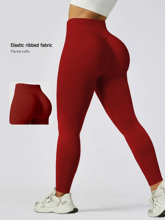 Women'S Seamless High-Waisted Sporty Leggings, Tight-Fitting Knit Fabric, Butt-Lifting Yoga Pants for All Seasons
