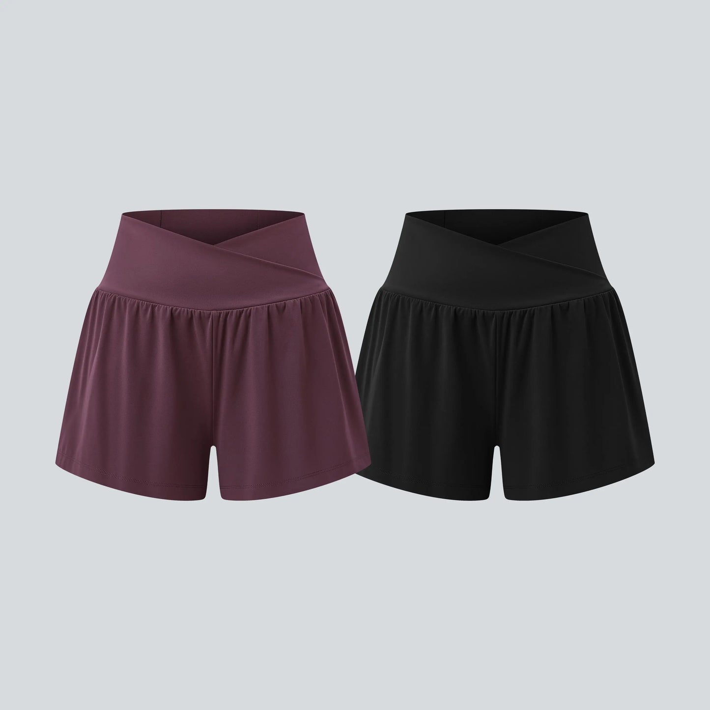 Halara 2-Piece Softlyzero Airy Crossover High Waisted 2-In-1 Cool Touch Yoga Shorts 3'' with Pockets Set