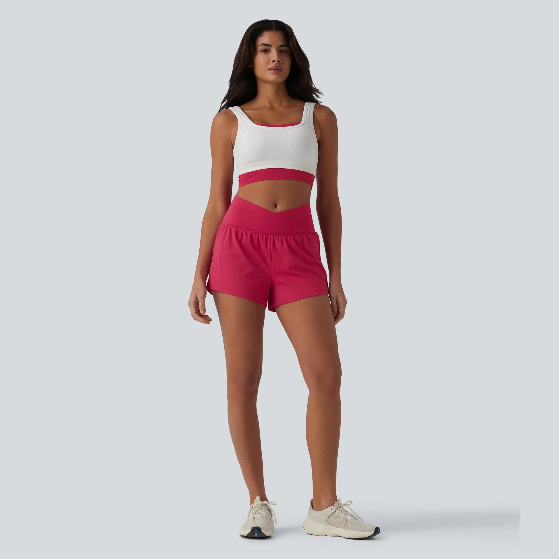 Halara 2-Piece Softlyzero Airy Crossover High Waisted 2-In-1 Cool Touch Yoga Shorts 3'' with Pockets Set