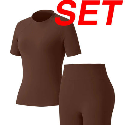 Uncia Active Women'S Tracksuit Set - No Seamless Shorts & Raglan Sleeves Tee with Flat Tummy Effect & Glute-Lifting Fit Training Clothes Workout Gym Clothing Tiktokshopspringglowup Sporty Style Outfits Yoga Gym Outfits Outdoorfun