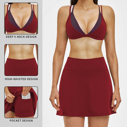 MFVIM Conjunto de 2 Piezas de Blusa Sin Mangas con Espalda Descubierta para Mujer