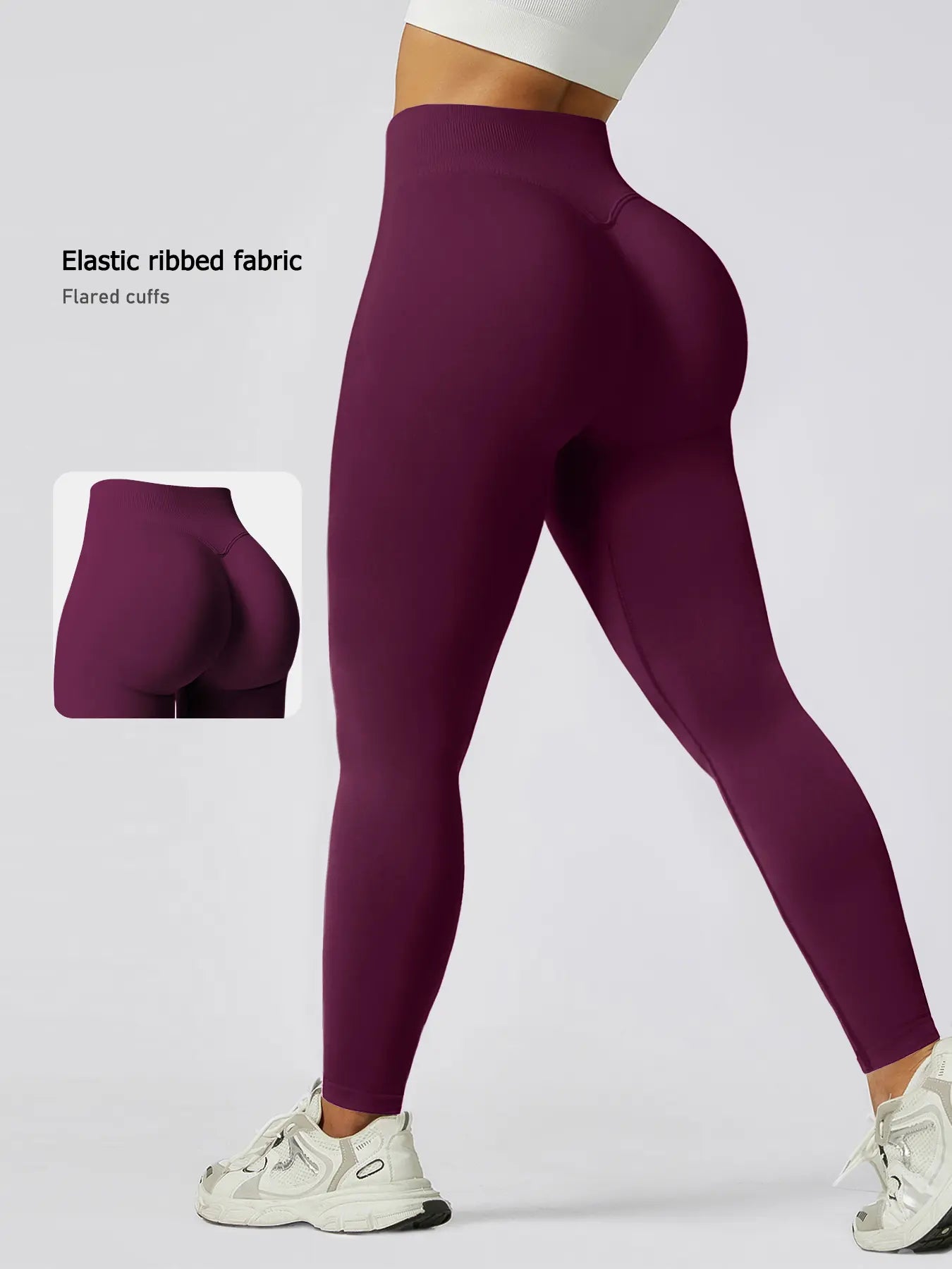 Women'S Seamless High-Waisted Sporty Leggings, Tight-Fitting Knit Fabric, Butt-Lifting Yoga Pants for All Seasons