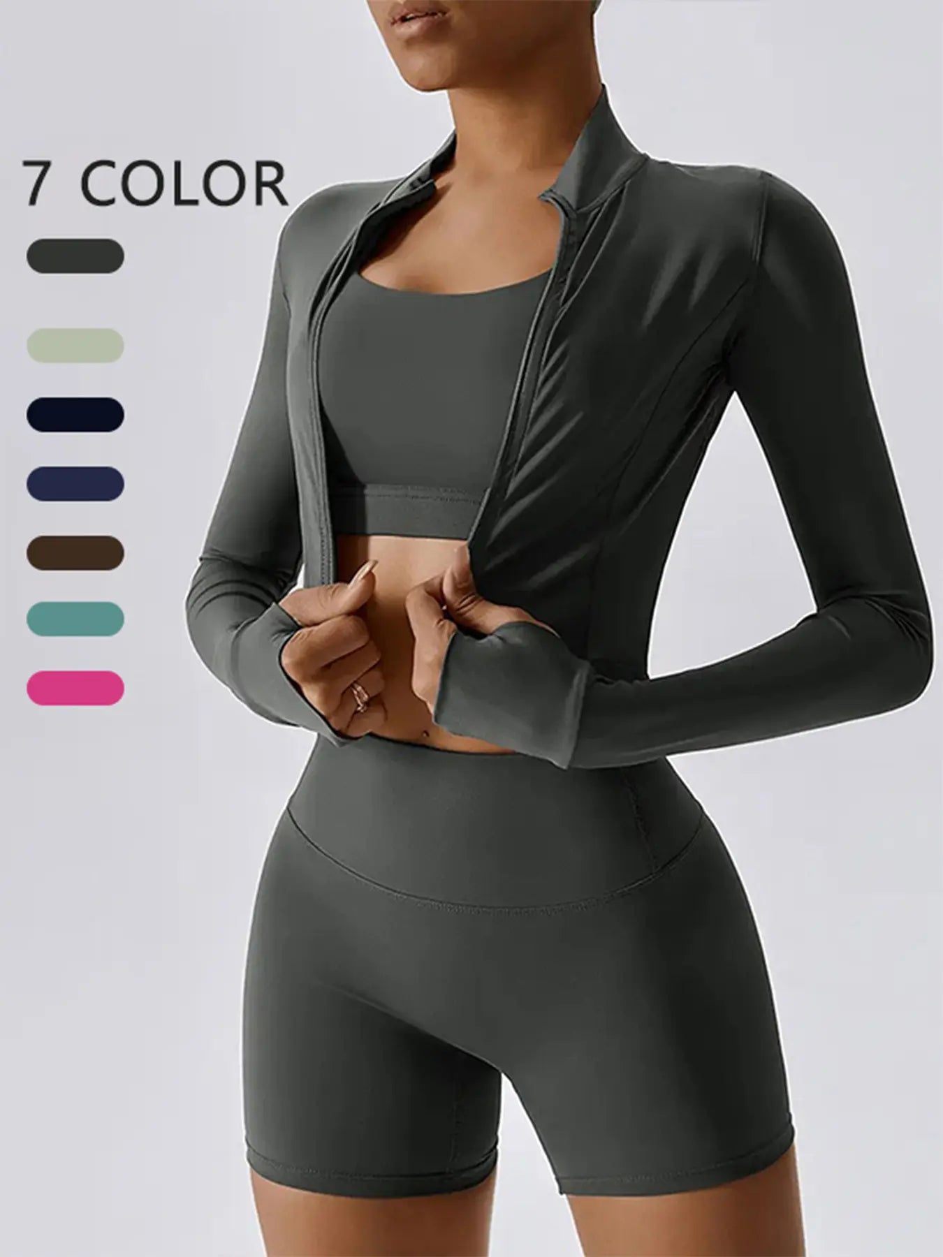 Cloud Sensing Outdoor Sporty Yoga Suit, Bare Feel Fitness Wear, Shockproof High Waist, Sleeveless Long Sleeve Jacket, Short Pants Set