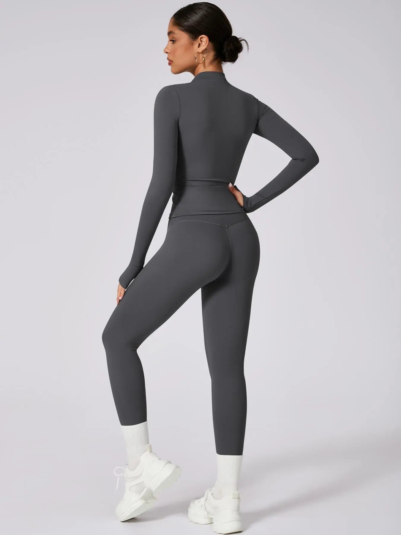 Women'S High Elastic Zipper Long Sleeve High Waist Trousers Yoga Wear, Yoga Clothes Set, Four Seasons Outdoor Running Gym Sports Training Sweat Suit